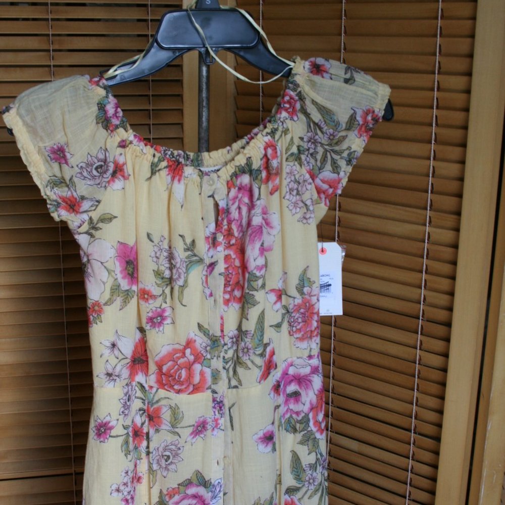 BillaBong Tan Floral Dress Small Pepite